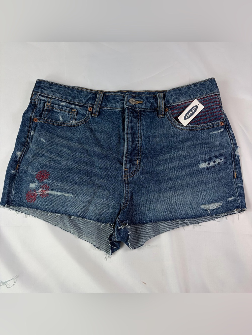 NWT Old Navy High Rise Cutoff 4th of July Cotton Jean Shorts Women's Size 12